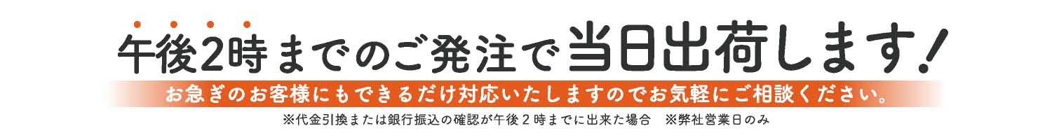 午後2時までのご注文で当日出荷OK